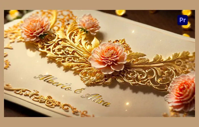 Royal 3D Golden Floral Wedding Invitation Card Slideshow